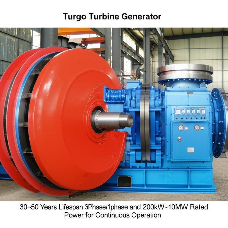 Turgo Turbine Generator with 30~50 Years Lifespan 3Phase/1phase and 200kW-10MW Rated Power for Continuous Operation