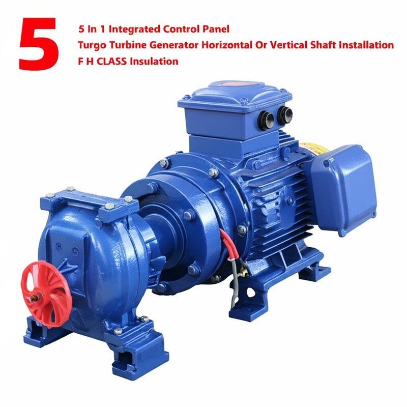 Turgo Turbine Generator with 5 In 1 Integrated Control Panel for Horizontal or Vertical Shaft Installation and F F H CLASS Insulation