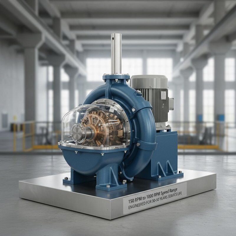 Francis Turbine Generator with 150RPM to 1000RPM Speed Range, 30 to 50 Years Lifespan, and 300kW to 20MW Power Output for Hydropower Plants